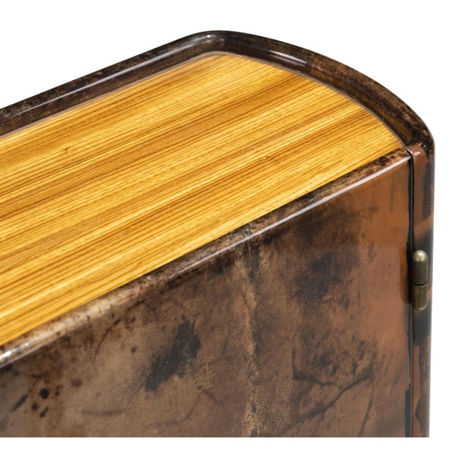 Aldo Tura Lacquered Goatskin Book Form Bar Cabinet, Italy, 1950's. For Sale In Los Angeles - Image 6 of 14