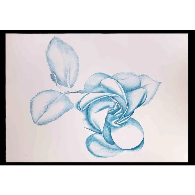 Blue Rose is an original contemporary artwork realized by Giacomo Porzano in 1970s. Colored etching Hand-signed on the...
