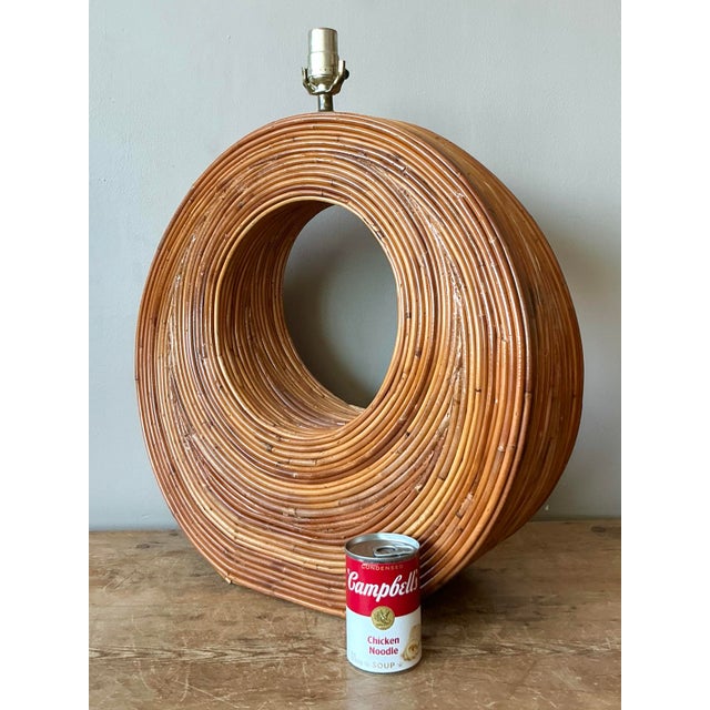 Vintage Boho Monumental Pencil Reed Circle Lamp For Sale - Image 12 of 12