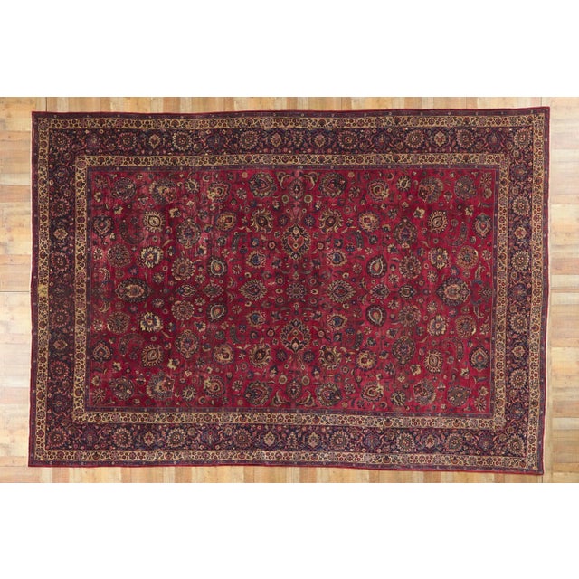 Early 20th Century Antique Persian Mashhad Rug, 11'07 X 16'09 For Sale - Image 9 of 10