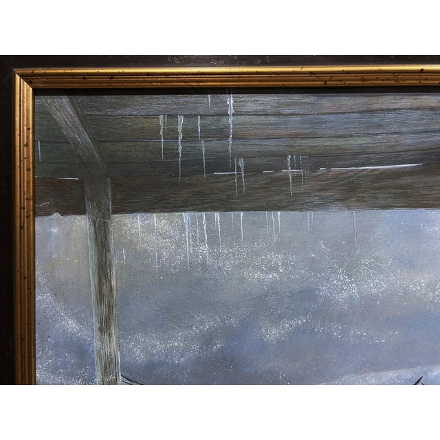 Wood American Realist Painting Winter Crows Maine Robert E. Duncan Portland Me Artist For Sale - Image 7 of 9