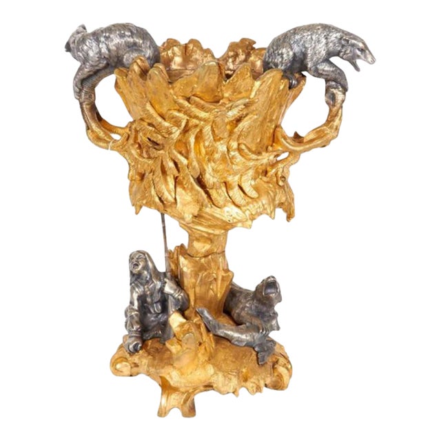 Important Ormolu and Silvered Bronze Figural Wine Cooler, Possibly Russian, 1860 For Sale