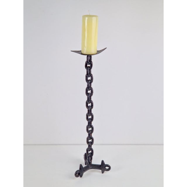 Vintage brutalist floor candleholder chain mid century 1960 france An unconventional candlestick entirely in the style of...