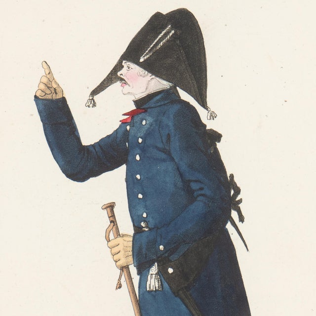 Pair of French Hand-Colored Copperplate Theatrical Engravings, Framed, C. 1800 For Sale - Image 11 of 14