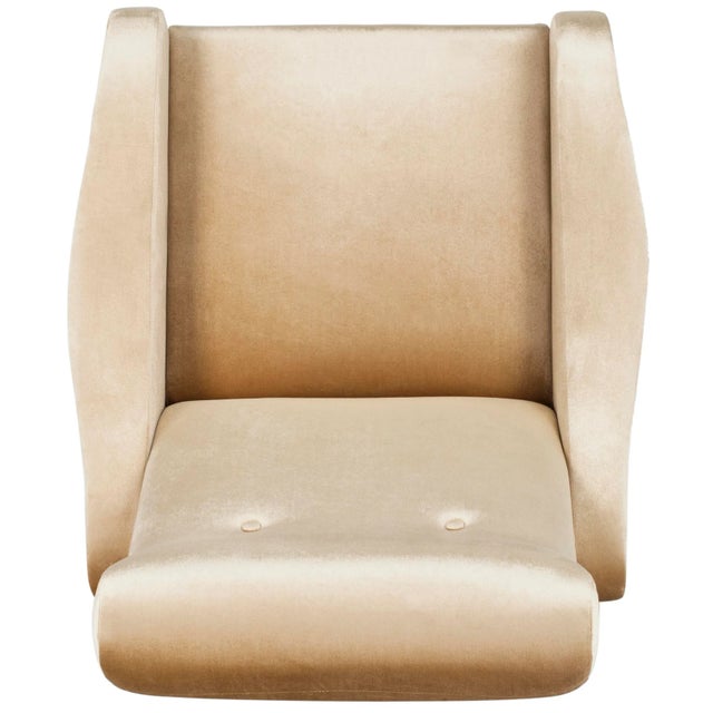 Velvet Retro Mid Century Accent Chair in Camel For Sale In Philadelphia - Image 6 of 9