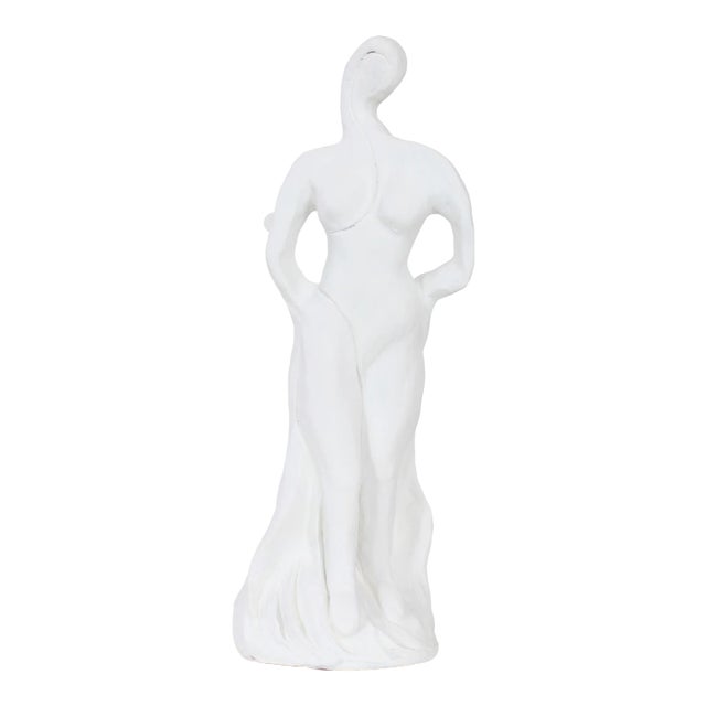 Free Form White Plaster Sculpture, Female Figure Sculpture For Sale