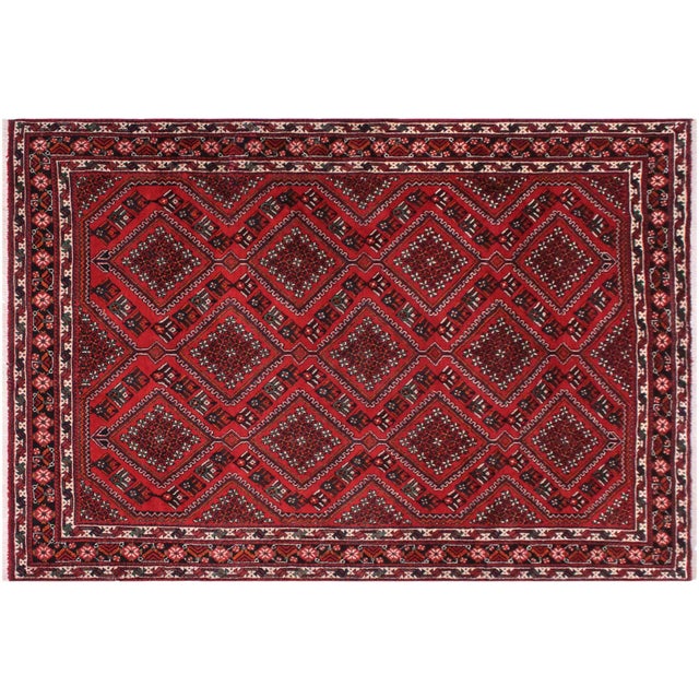 Shabby Chic Persian Red/Black Wool Rug - 6'5'' X 9'7'' For Sale - Image 9 of 10
