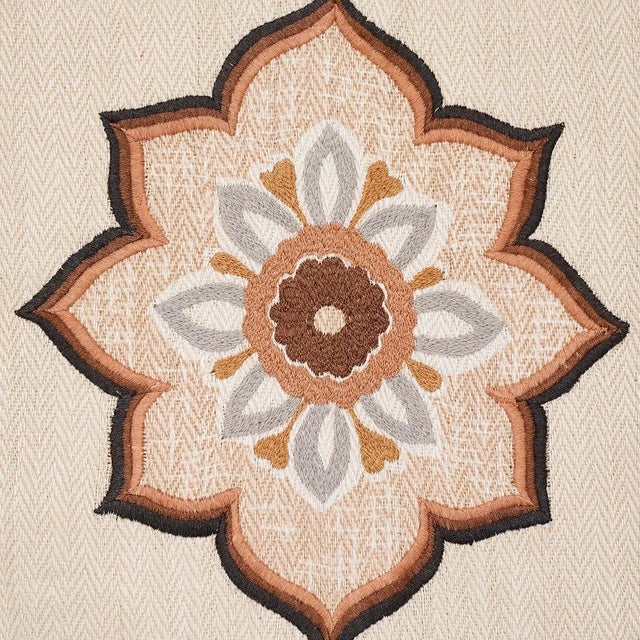 Schumacher Schumacher Temara Embroidered Print in Natural For Sale - Image 4 of 5