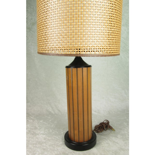 Mid 20th Century Mid Century Modern Gruvwood Lamp Walnut and Black Metal Base For Sale - Image 9 of 14