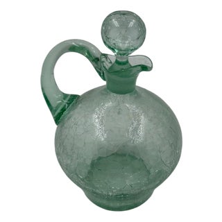 Glass Carafe with Crackle Glass Look For Sale