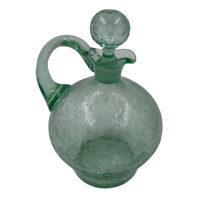 Glass Carafe with Crackle Glass Look For Sale