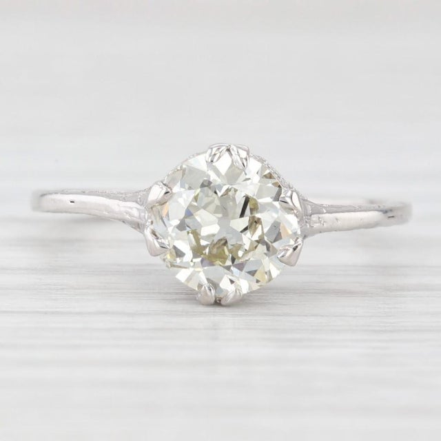 White 1.23ct Old European Diamond Solitaire Engagement Ring 14k Gold Filigree Size 6.25 For Sale - Image 8 of 8