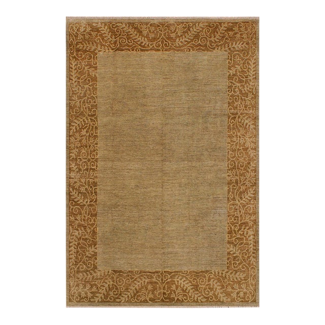 Modern Ziegler Green/Brown Wool Rug - 8'11'' X 11'10'' For Sale