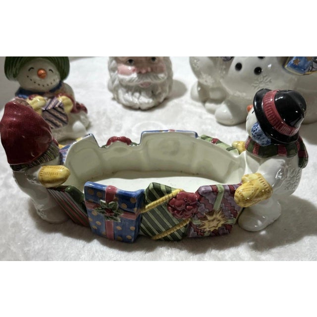Cream 1990s Fitz and Floyd Christmas Set! Festuring Mugs, Cookie Jar, Milk and Sugar Jar With Tidbits Dish - 6 pcs For Sale - Image 8 of 10