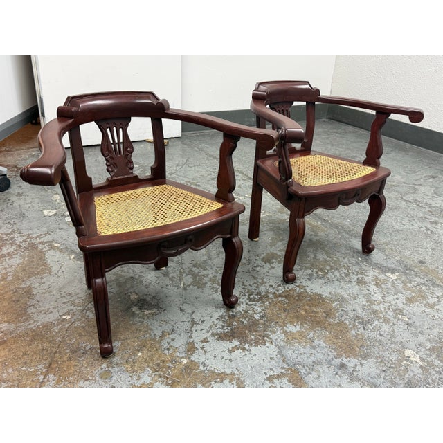 Indian Anglo-Indian Lyre-Back Arm Chairs, Pair For Sale - Image 3 of 12