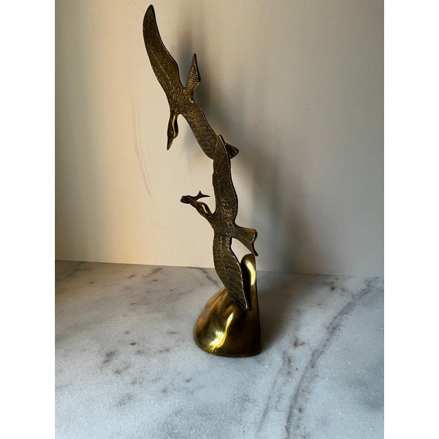Mid Century Modern Brass Birds Seagull Sculpture For Sale - Image 11 of 12