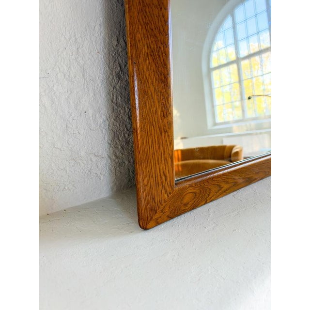 Vintage Oak and Crystal Glass Wall Mirror, Sweden, 1960s For Sale - Image 4 of 17