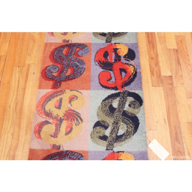 Late 20th Century Nazmiyal Collection Andy Warhol Dollars Sign Vintage Runner Rug For Sale - Image 5 of 7