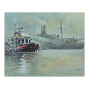 1950s John Kelly Lithograph, Harbour Bound