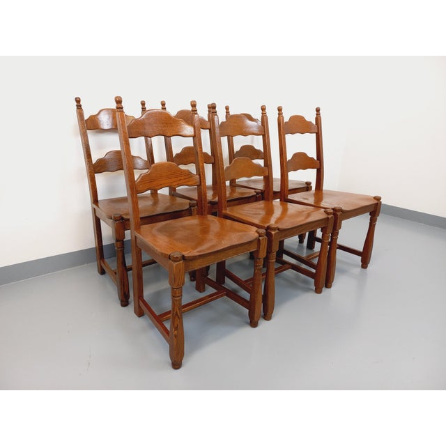 Vintage Brutalist Chairs in Oak Wood, 1960s, Set of 6 For Sale - Image 3 of 18
