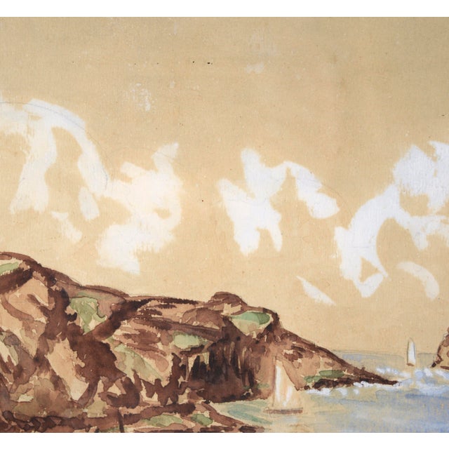 Sailboats on the Beach - Seascape by M. L. Pfeffer For Sale In Monterey, CA - Image 6 of 9