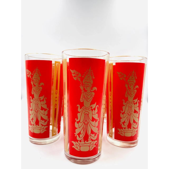 Mid-Century Modern Mid-Century Goddess/Princess Tall Tumblers or Highball Glasses - Set of 8 For Sale - Image 3 of 12