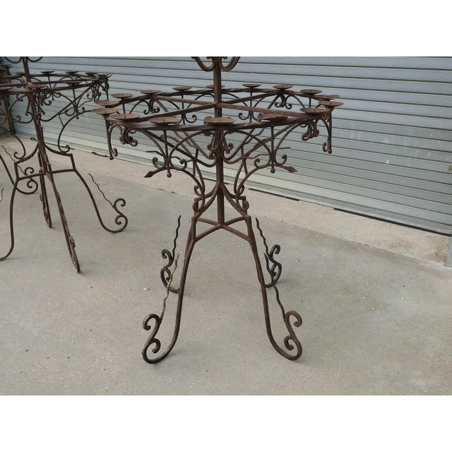 Black Tall Medieval Iron Candelabra For Sale - Image 8 of 10