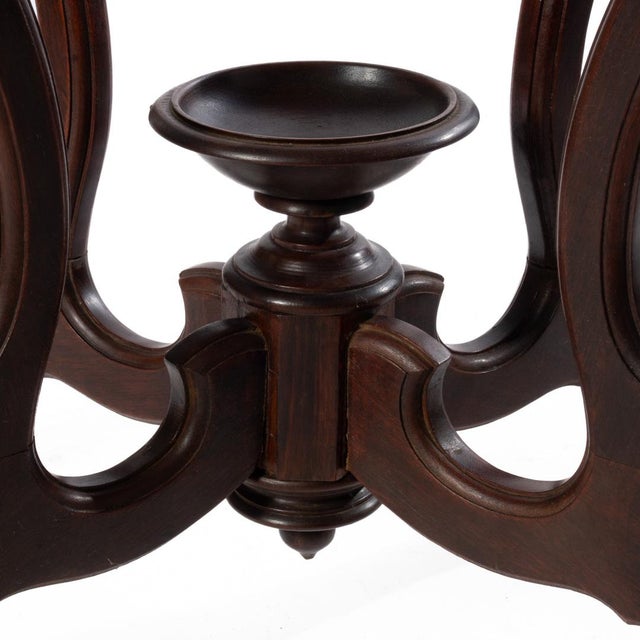 Oval Victorian Walnut Marble Top Table For Sale - Image 4 of 17