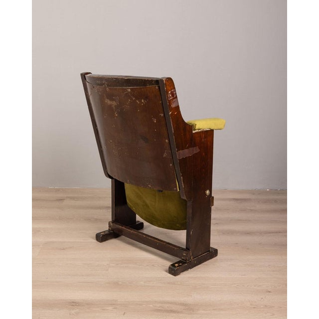 Vintage Italian Cinema Chair in Green Velvet For Sale - Image 3 of 12