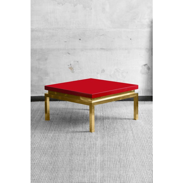 Coffee Table with Brass Structure for Tommaso Barbi, Italy, 1980s For Sale - Image 6 of 6