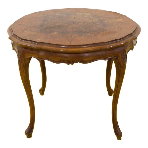 Louis XV Style Walnut Table with Burl Top For Sale