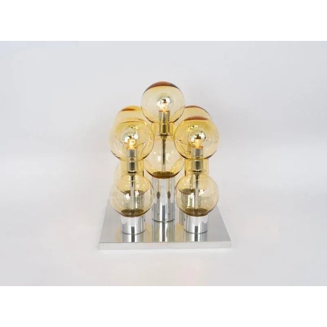 Large Murano Glass Tubes Flush Mount in Chrome by Doria, Germany, 1960s For Sale - Image 3 of 10