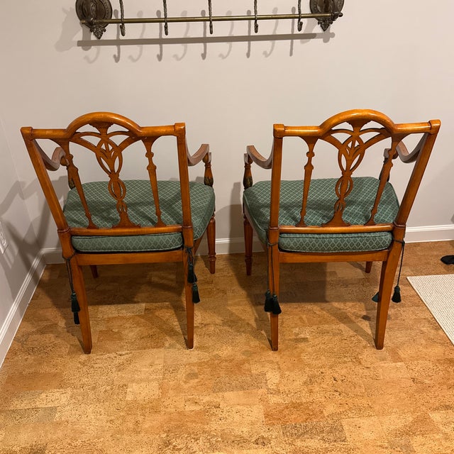 Baker Furniture Company Pair - Adams Style Painted Satinwood Armchairs For Sale - Image 4 of 10
