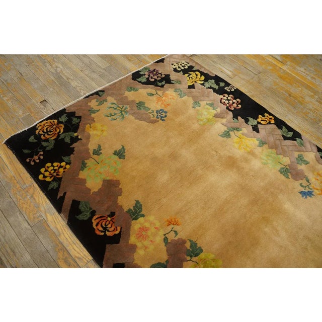 1920s 1920s Beige Floral Antique Chinese Art Deco Rug 4' X 6'8'' by Nichols Workshop Knotted Pile Wool Carpet For Sale - Image 5 of 9