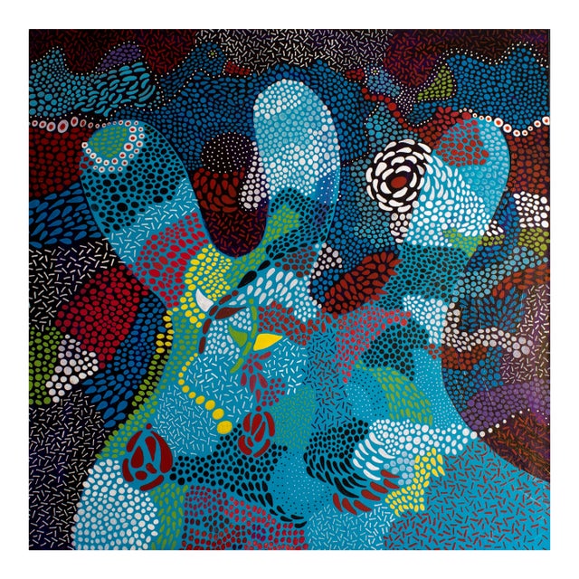 Gooses in the Cloud — Abstract Expressionist Painting, Oil Markers and Acrylics on Canvas, 36 × 36 In For Sale