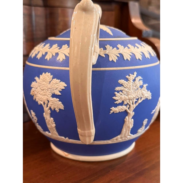 Spode Early 20th Century Copeland Spode Jasperware Style Antique Blue and White Teapot For Sale - Image 4 of 13