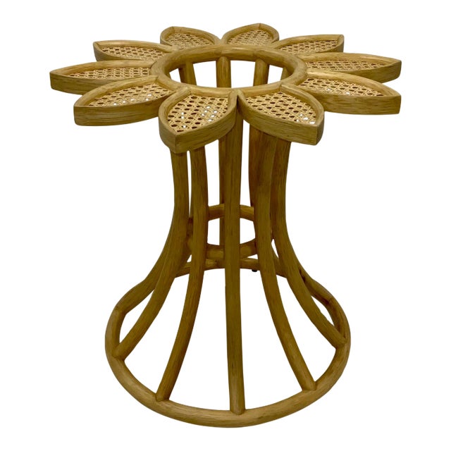 Jamie Durie for Baker / McGuire Tan Caned Sunflower Side Table Base For Sale