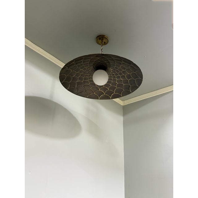 Metal Fish Scales Style Brass Flush Mount Ceiling Light Fixture For Sale - Image 7 of 9