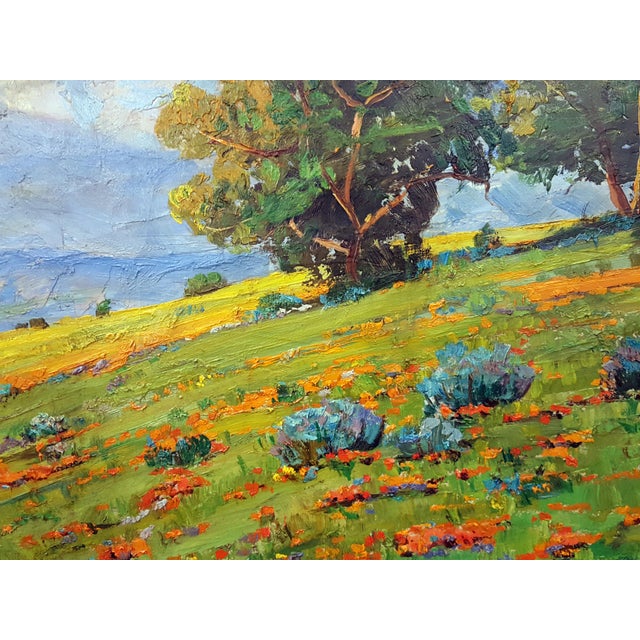 California Wild Flowers Landscape Oil Painting by James Merriam | Chairish