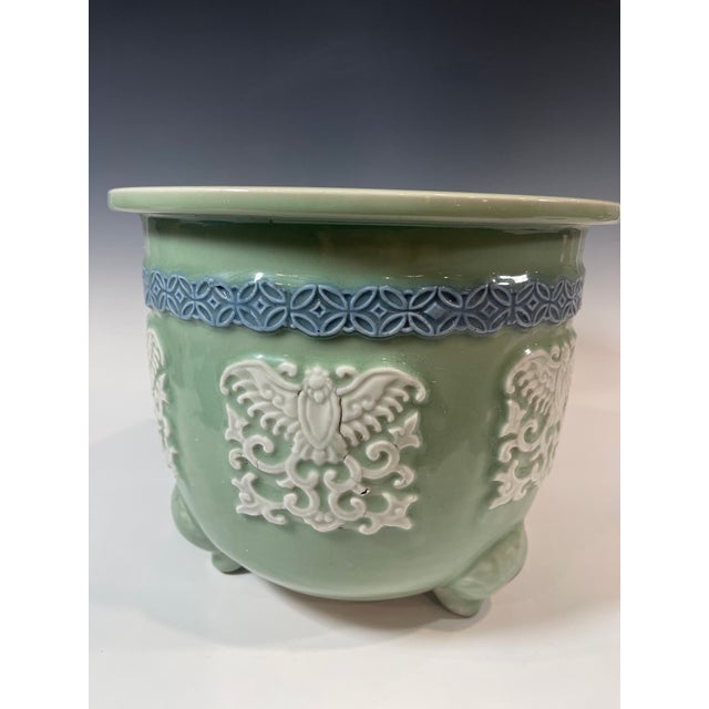 Ceramic Late 19th Century Japanese Meiji Period Seto Celadon Flower Pot For Sale - Image 7 of 8
