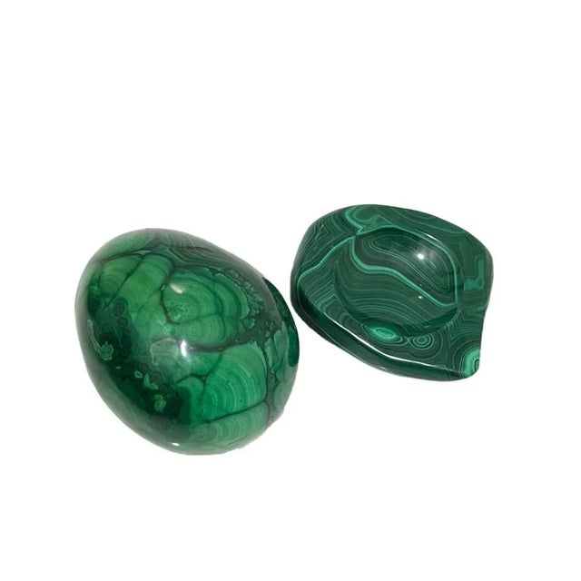 African Malachite Egg on Malachite Base, 1970s, Set of 2 For Sale - Image 3 of 7