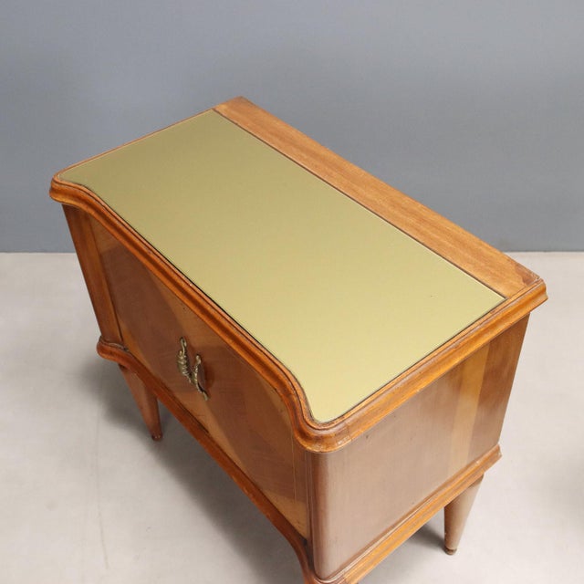 Brown Vintage Mahogany Bedside Tables with Glass Tops, 1950s, Set of 2 For Sale - Image 8 of 10