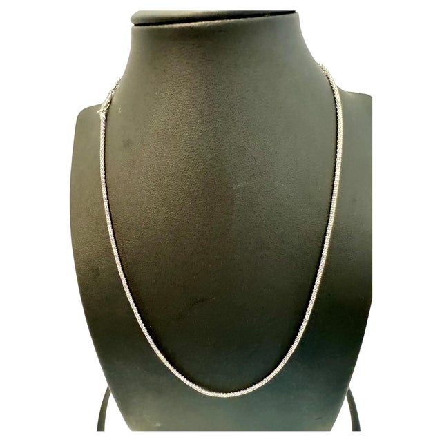 Metal Vintage Unisex 14kt White Gold 17 Inch long Chain 1.6 mm, Italian , 3.8 gm For Sale - Image 7 of 18