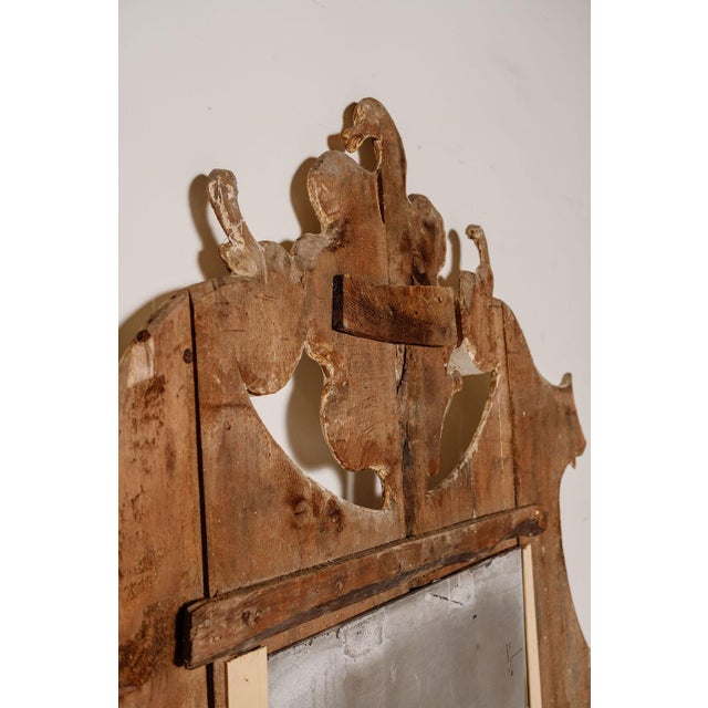 Cream Antique Architectural Overdoor Mirror, Italy, C. 1800 For Sale - Image 8 of 10