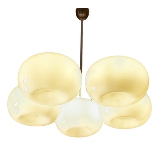 Pendant Lamp with White Opaline Glass Shades, 1970s For Sale