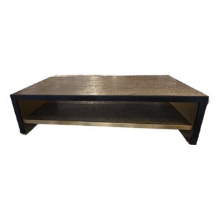 Odeon Sleek Textured Antiqued Brass Clad Coffee Table For Sale