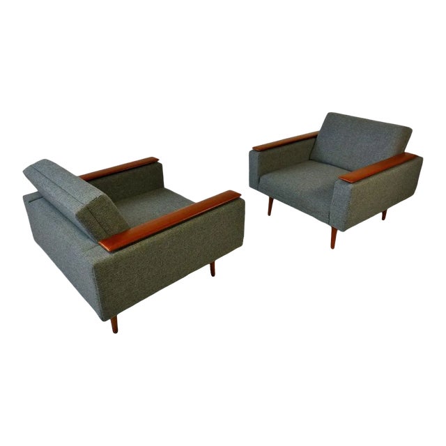 1960s Danish Modern Sleek Low Lounge Chairs - a Pair For Sale