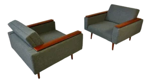 1960s Danish Modern Sleek Low Lounge Chairs - a Pair