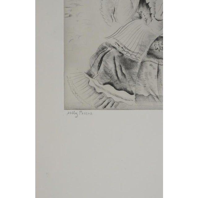 Mily Possoz, Three Gallant Women, Original Signed Engraving For Sale - Image 6 of 9