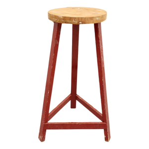 Mid-Century Modern Rationalist Wood High Stool, 1950s
